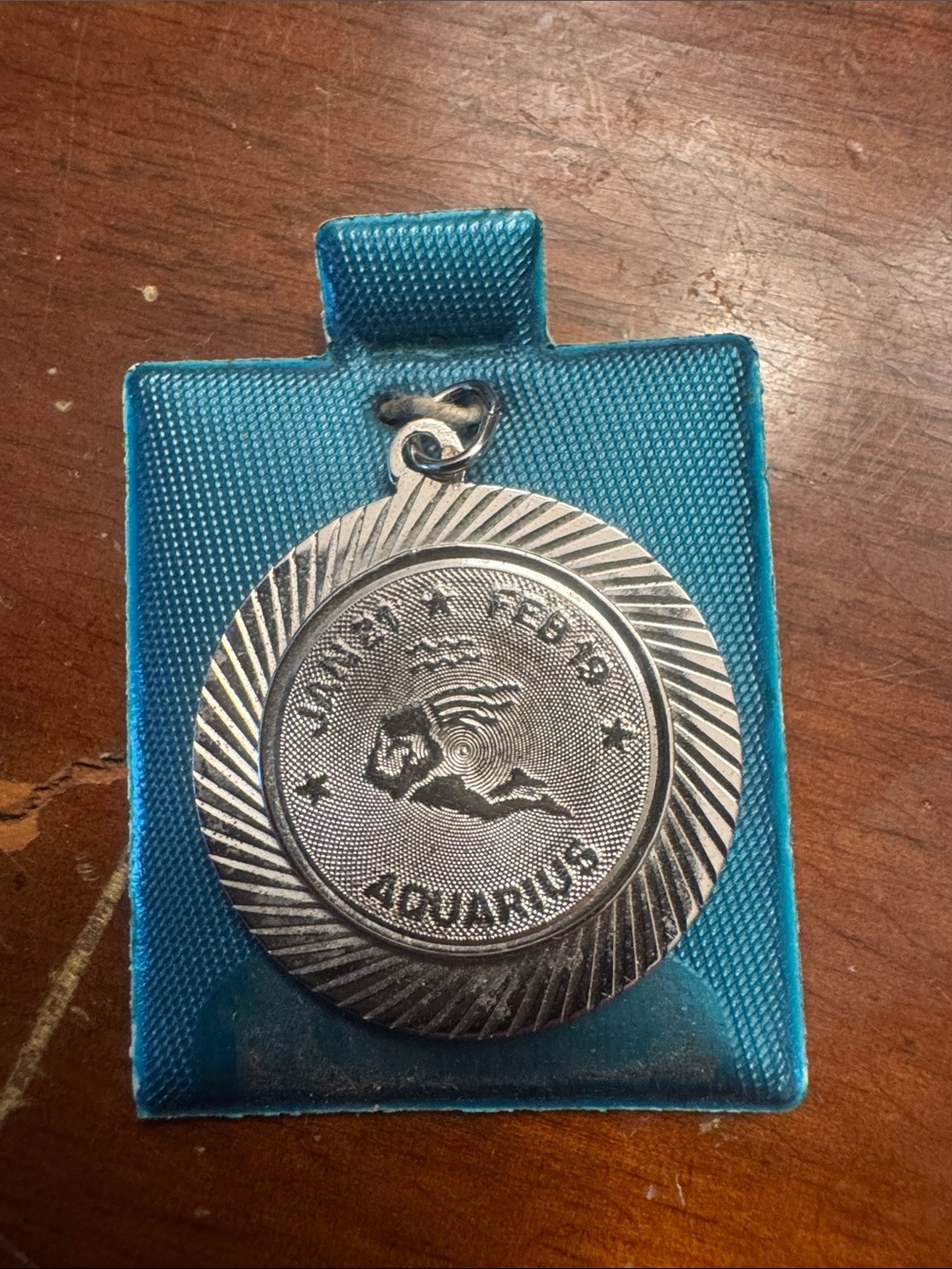 Aquarius Zodiac Medallion Charm in Sterling Silver